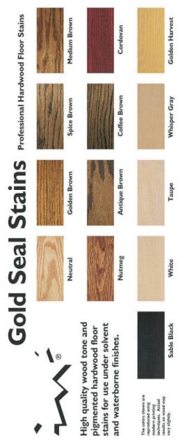 Older hardwood floor stain chart from Glitsa professional wood floor stains Swedish 